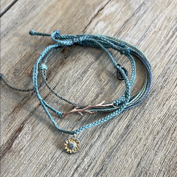 Pura Vida Jewelry - Pura Vida Bracelet Bundle Sage Blue Green Teal Sunflower Branch Copper Rare
